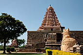 The great Chola temples of Tamil Nadu - The Brihadisvara temple of Gangaikondacholapuram. The large Nandi positioned to the east of the main temple.  